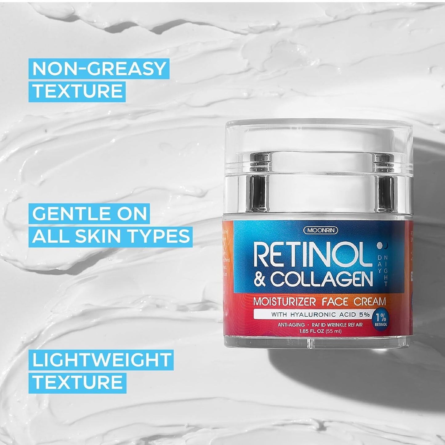 Retinol Cream for Face with Hyaluronic Acid, anti Aging Wrinkle Cream for Women
