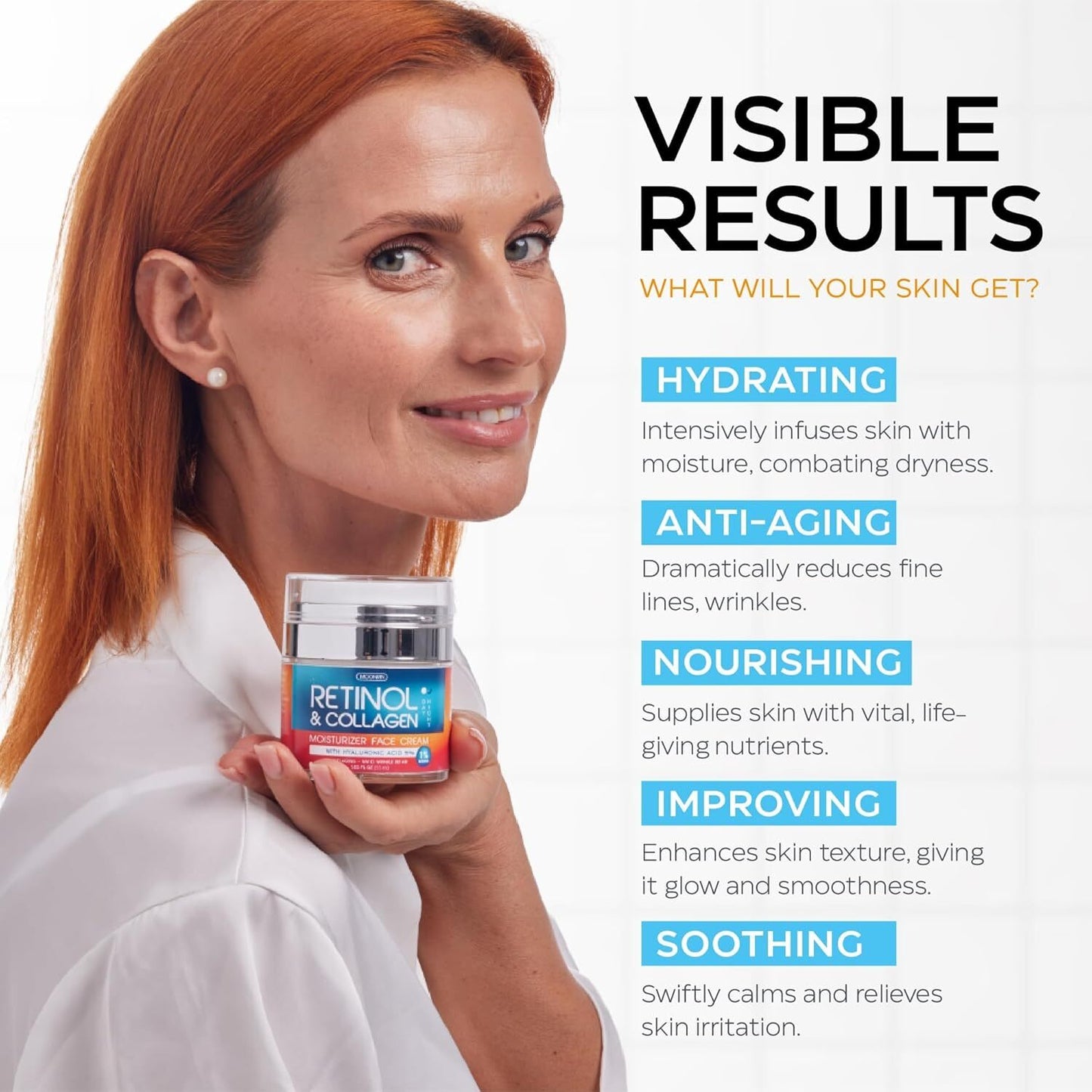 Retinol Cream for Face with Hyaluronic Acid, anti Aging Wrinkle Cream for Women