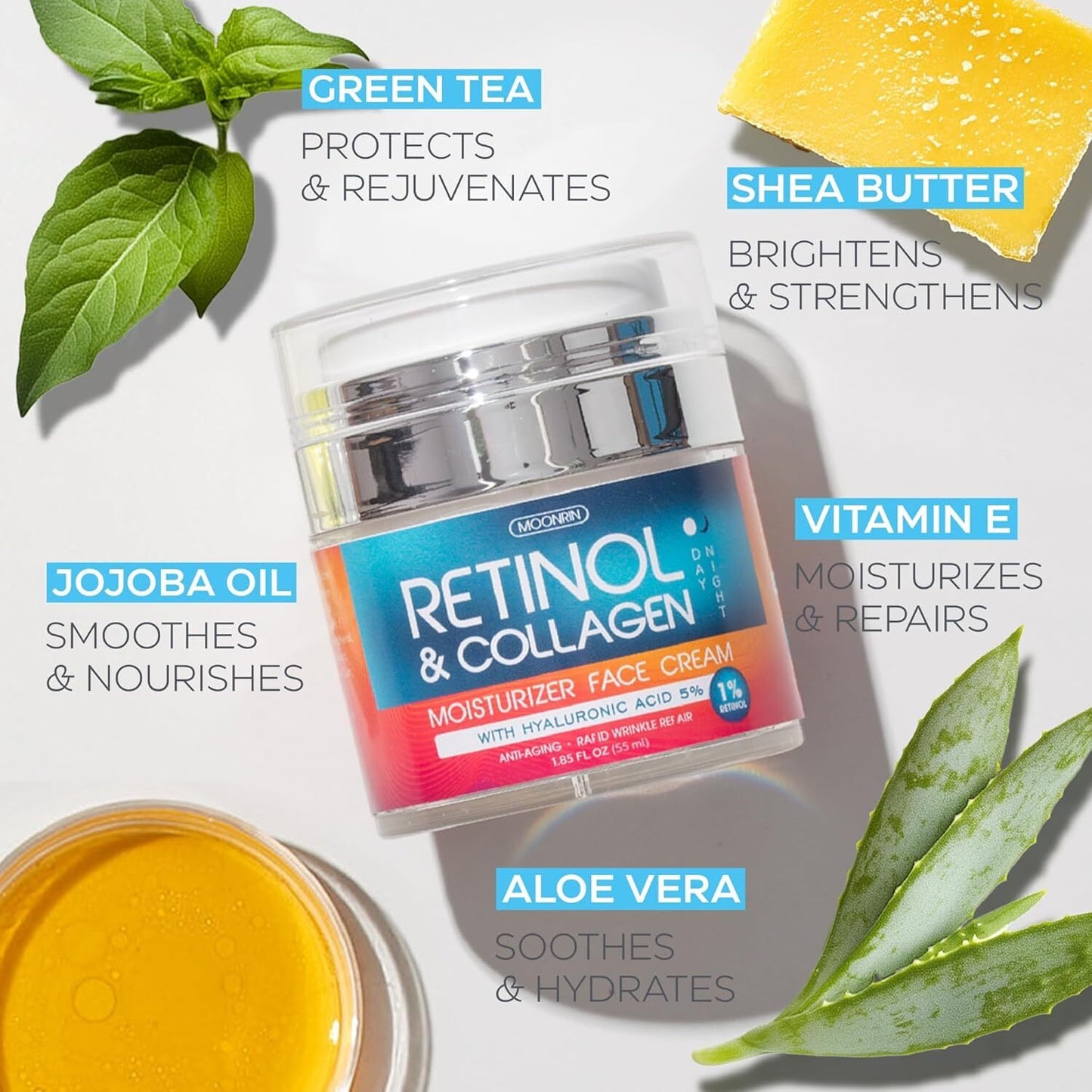 Retinol Cream for Face with Hyaluronic Acid, anti Aging Wrinkle Cream for Women
