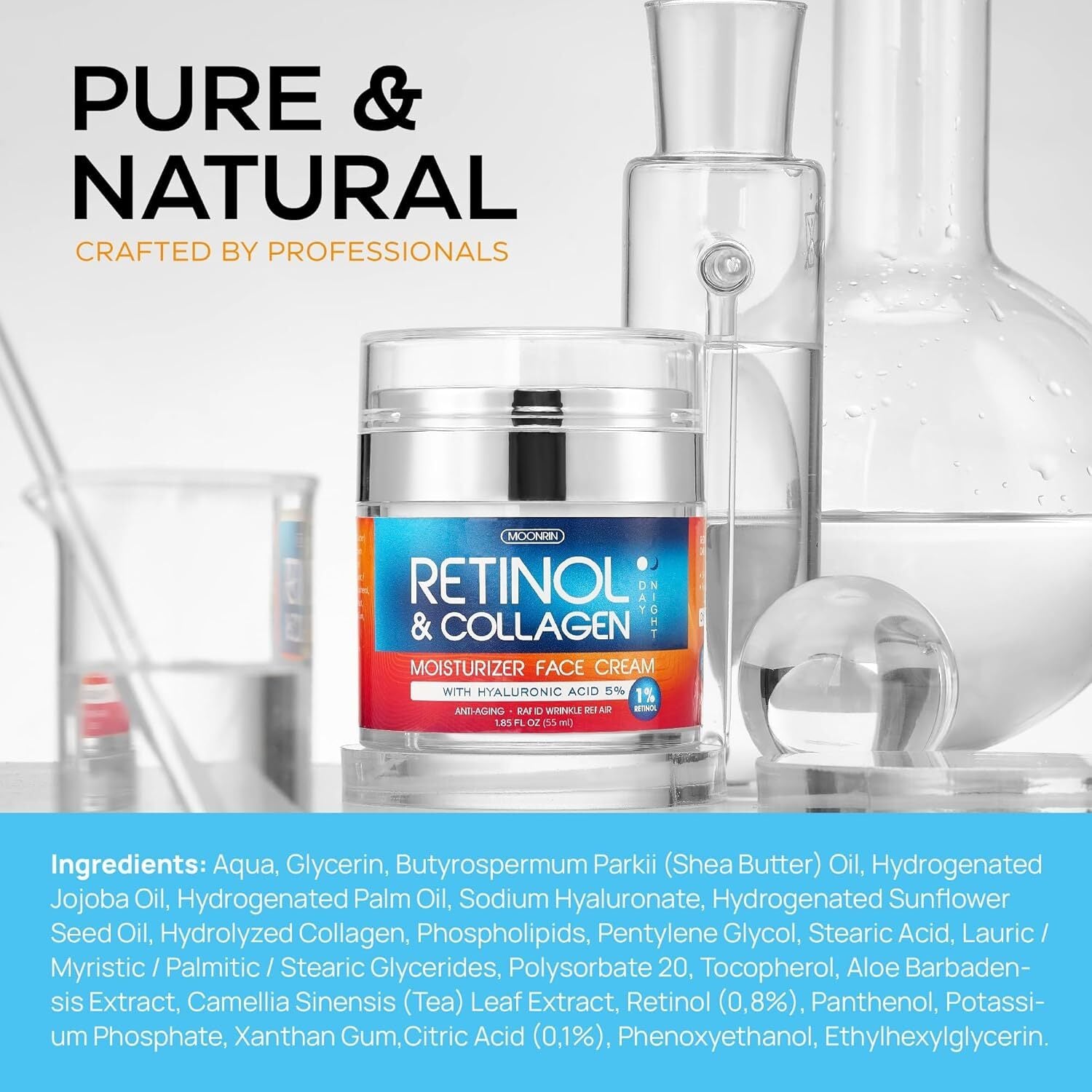 Retinol Cream for Face with Hyaluronic Acid, anti Aging Wrinkle Cream for Women