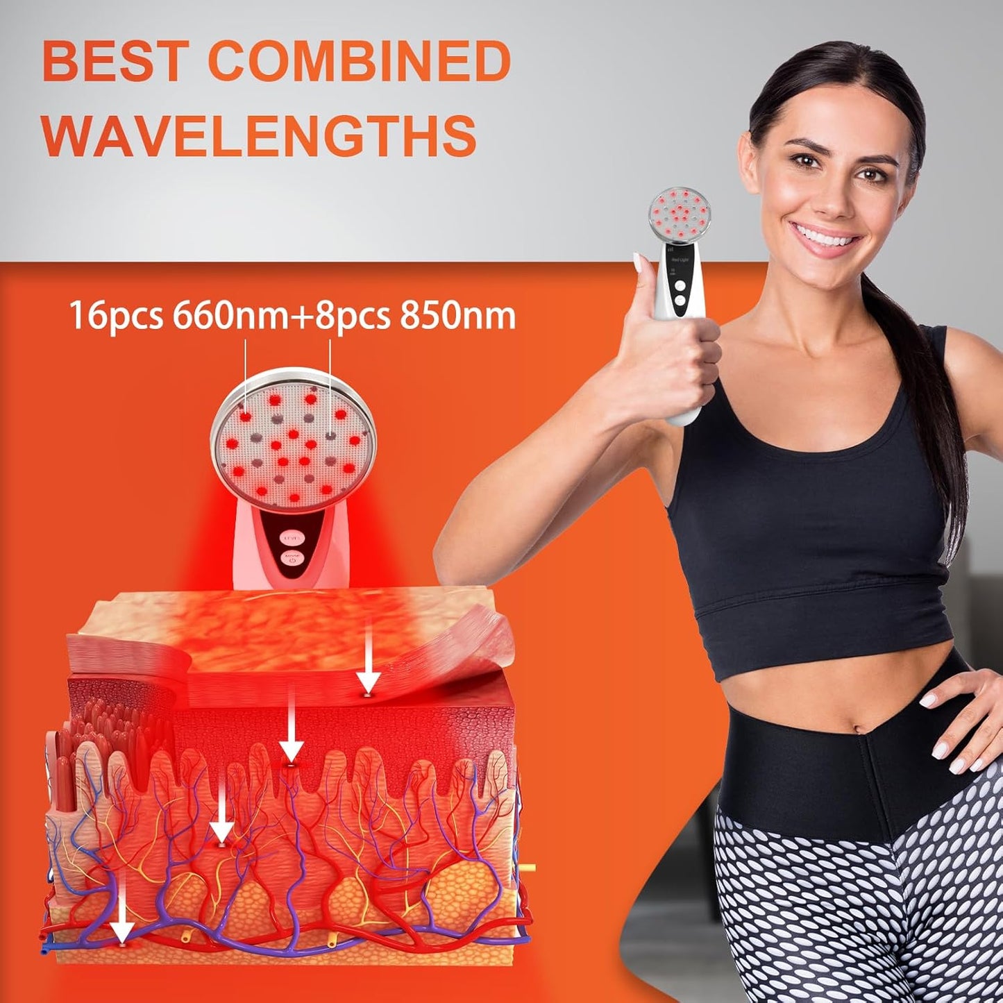 Portable Red Light Therapy, Handheld Red Light Therapy for Body, near Infrared Light Therapy 660Nm & 850Nm at Home, Sliver
